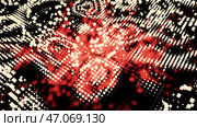 3D abstract surface of many particles in wavy motion. Стоковая иллюстрация, иллюстратор David Kashakhi / Фотобанк Лори