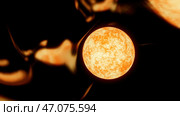 Burning surface of the sun in outer space. Стоковая иллюстрация, иллюстратор David Kashakhi / Фотобанк Лори