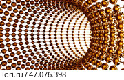 Flying inside bending tube of metallic spheres. Стоковая иллюстрация, иллюстратор David Kashakhi / Фотобанк Лори