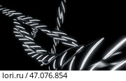 Abstract twisted neon monochrome rope on a black background. Стоковая иллюстрация, иллюстратор David Kashakhi / Фотобанк Лори