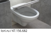 Toilet bowl with automatic lid as a symbol of urological problems. Стоковое видео, видеограф Владимир Федоров / Фотобанк Лори