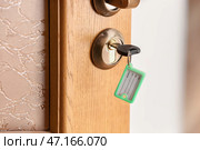 Ключ вставлен в дверное отверстие, крупным планом. Стоковое фото, фотограф Pixel_shot / Фотобанк Лори