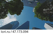 Skyscrapers soar in urban cityscape. Стоковое видео, видеограф Михаил Коханчиков / Фотобанк Лори