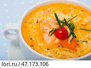 Norwegian cream salmon soup. Стоковое фото, фотограф Яков Филимонов / Фотобанк Лори