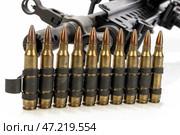 A row of bullets are lined up on a table. Редакционное фото, фотограф Дарджания Зураб / Фотобанк Лори