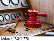 The old train control panel. Train driver. Control devices in the driver's cabin on railway transport. Стоковое фото, фотограф Photojuli / Фотобанк Лори