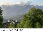 Кавказские горы на курорте Роза Хутор. Стоковое фото, фотограф Римма Тельнова / Фотобанк Лори