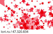 Explosion of red stars on a white background, fly apart. Стоковая иллюстрация, иллюстратор Vladislav_v / Фотобанк Лори