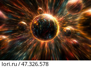 A vibrant, abstract visualization of gravity as mediated by gravitons. Стоковое AI-изображение, AI-художник Алексей Кузнецов / Фотобанк Лори