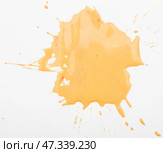 Orange paint spots on paper, colorfull artistic image on white background. Стоковое фото, фотограф Яков Филимонов / Фотобанк Лори