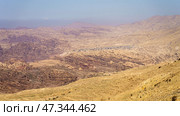 Panoramic view of the Wadi Rum desert, Wadi Musa, Jordan (2023 год). Стоковое фото, фотограф Сергей Богомяко / Фотобанк Лори
