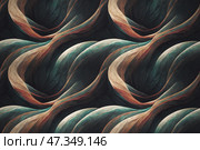 Colorful abstract background with a vintage flexure pattern, a beautiful winding of curves and bends. Nostalgic tones of the past. With a looping rhythm. A seamless backdrop for design. Generative AI. Стоковое AI-изображение, AI-художник Андрей Степанов / Фотобанк Лори