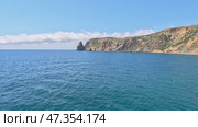 Coastline Cliff Ocean: Cliffs meet sea, sunny daytime, scenic coastal view, nature beauty, relaxation. Стоковое видео, видеограф svetograph / Фотобанк Лори