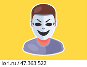 Masked man icon. rip off a person. Стоковая иллюстрация, иллюстратор Вячеслав Беспутин / Фотобанк Лори