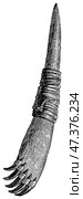 Ice scraper of the Eskimos. Artifacts of America. Publication of the "Meyers encyclopedia", Vol. 7, Leipzig, Germany, 1910. Стоковое фото, фотограф Sergey Kohl / Фотобанк Лори