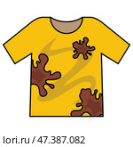 Dirty men t-shirt with food stain. sweat stains on clothes. Стоковая иллюстрация, иллюстратор Вячеслав Беспутин / Фотобанк Лори
