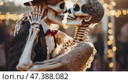 Skeletal figures in wedding dresses. Стоковое AI-видео, аниматор Ирина Старикова / Фотобанк Лори