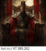 Chinese Emperor seated on a throne. Стоковое AI-изображение, AI-художник Михаил Коханчиков / Фотобанк Лори