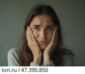 Грустная женщина. Стоковое AI-изображение, AI-художник Анна Рогалева / Фотобанк Лори