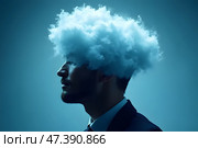 Голова в тумане, концепция депрессии. Стоковое AI-изображение, AI-художник Анна Рогалева / Фотобанк Лори