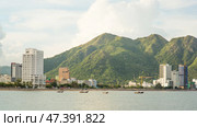 Panorama of one part of the city of Nha Trang with mountains. Стоковое фото, фотограф Mikhail Davidovich / Фотобанк Лори