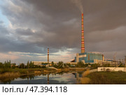 Ekibastuz GRES-2, the Queen of Pipes, 420 meters high, is listed in the Guinness book of records. Kazakhstan. Стоковое фото, фотограф Ольга Гордеева / Фотобанк Лори