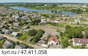 Aerial view Russian small town. Belarus. Voronovo. Стоковое фото, фотограф Mikhail Davidovich / Фотобанк Лори
