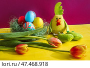 Пасха, ручная работа - яйца и петушок (2021 год). Редакционное фото, фотограф Нелли Тумакова / Фотобанк Лори