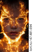 Golden Aura: A Portrait Emanating Light and Warmth, Exploring themes of Inner Radiance and Transcendent Beauty. Стоковое AI-изображение, AI-художник Данила Большаков / Фотобанк Лори