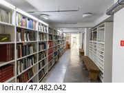 Books storage interior design. Vyborg Library (2023 год). Редакционное фото, фотограф EugeneSergeev / Фотобанк Лори