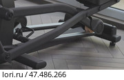 A detailed closeup image featuring a modern indoor fitness machine designed for exercise. Стоковое видео, видеограф Olesia Kondrateva / Фотобанк Лори