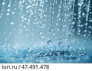 Капли воды в движении. Стоковое AI-изображение, AI-художник Александр Жуков / Фотобанк Лори