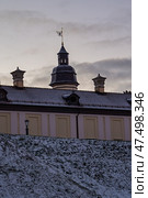 Готическая башня с венчающим флюгером в замке Несвиж. Стоковое фото, фотограф Пучков Андрей Александрович / Фотобанк Лори
