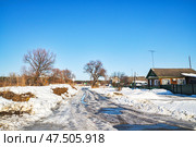 Весенняя распутица в марте. Город Заводоуковск (2017 год). Стоковое фото, фотограф Александр Тараканов / Фотобанк Лори
