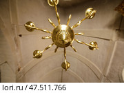 A golden chandelier hanging in the Arkadi Monastery, Crete. Стоковое фото, фотограф Artem Fomin / Фотобанк Лори
