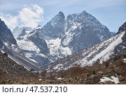 Snow mountain landscape, blue sky rocky cliff Wild nature Hight mountains. Стоковое фото, фотограф Екатерина Якименко / Фотобанк Лори