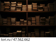 Полки с бумагами в архиве. Стоковое AI-изображение, AI-художник Анна Рогалева / Фотобанк Лори