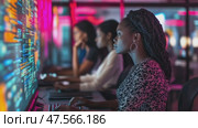 Programmers working late at night in office. Стоковое AI-видео, аниматор Юрий Поздников / Фотобанк Лори