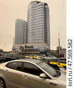Modern buildings on Dzerzhinsky Avenue. Редакционное фото, фотограф Vadzim Yakubovich / Фотобанк Лори