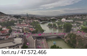 AI Cityscape Analysis Tbilisi Old Town River Aerial View. Стоковое видео, видеограф Поскребышев Михаил / Фотобанк Лори