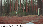 AI FPV Drone Racing Forest Obstacle Course Detection. Стоковое видео, видеограф Поскребышев Михаил / Фотобанк Лори