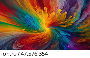 Vibrant color explosion abstract artwork. Стоковое AI-изображение, AI-художник Андрей Бакусов / Фотобанк Лори