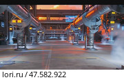 Modern Industrial Factory Interior with Futuristic Pipelines. Стоковое AI-видео, аниматор Виталий Самсонов / Фотобанк Лори