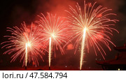 Explosions of Traditional Chinese Firecrackers Create Vibrant Flashes and Smoke During Lunar New Year Celebrations. Стоковое AI-изображение, AI-художник Sergey Grishin / Фотобанк Лори