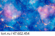 Celestial Resin Art: A cosmic dance of blues, purples, and gold. Стоковое AI-изображение, AI-художник Данила Большаков / Фотобанк Лори