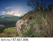 Панорамный вид на плато Лаго - Наки. Лес в горах Адыгеи. Краснодарский край, Республика Адыгея. Стоковое фото, фотограф виктор химич / Фотобанк Лори