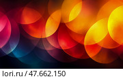 Abstract Warm-Colored Circles: An Artistic Composition of Overlapping Luminescent Shapes. Стоковое AI-изображение, AI-художник Данила Большаков / Фотобанк Лори