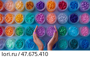 Colorful candy assortment in jars, artistic presentation for a confectionary shop. Стоковое AI-изображение, AI-художник Данила Большаков / Фотобанк Лори