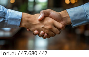 Business handshake agreement: a formal partnership symbol of collaboration, trust, and reaching consensus in negotiation. Стоковое AI-изображение, AI-художник Данила Большаков / Фотобанк Лори
