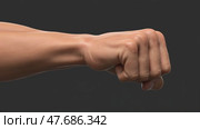 Fist clenched showing strength against a dark background. Стоковое AI-видео, аниматор KATERINA AI / Фотобанк Лори